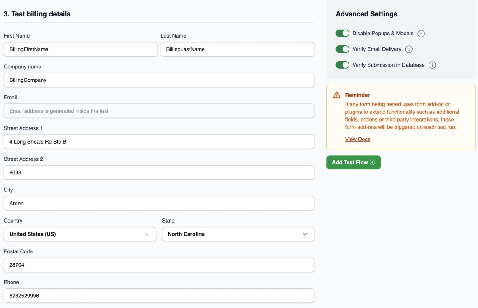 Add billing details automated woo testing CheckView