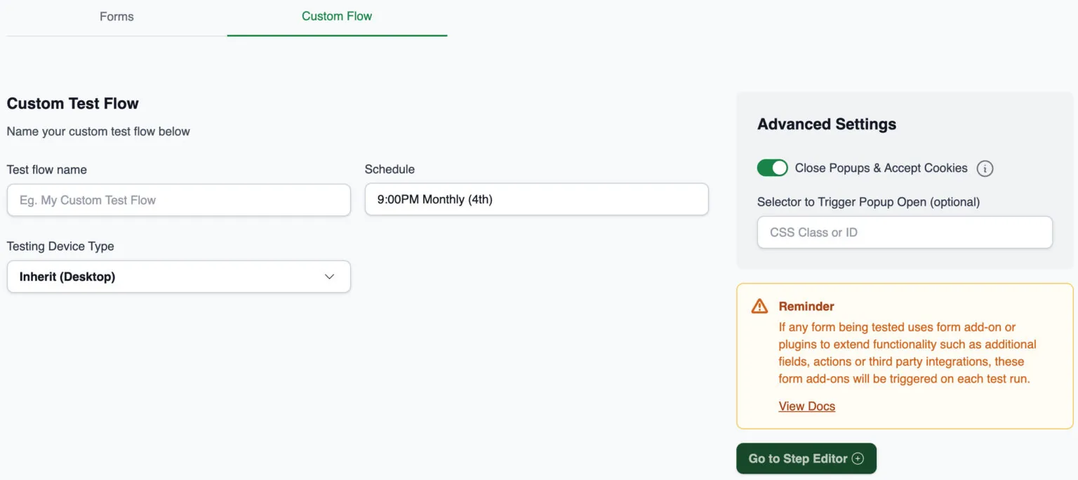 Adding a new test custom flow