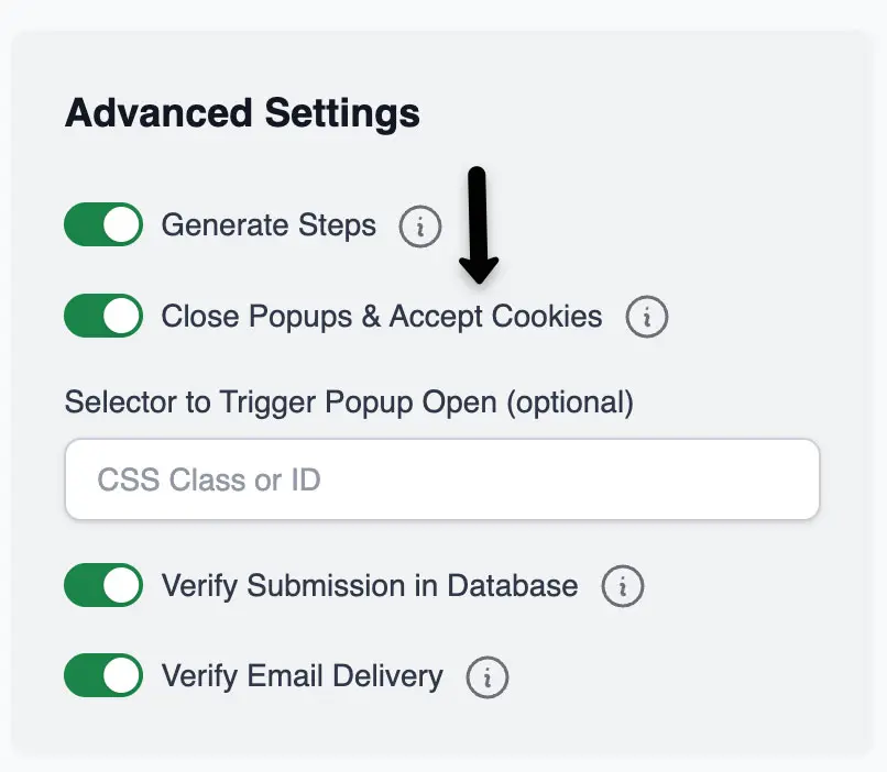 Auto close popups accept cookies WordPress tesing