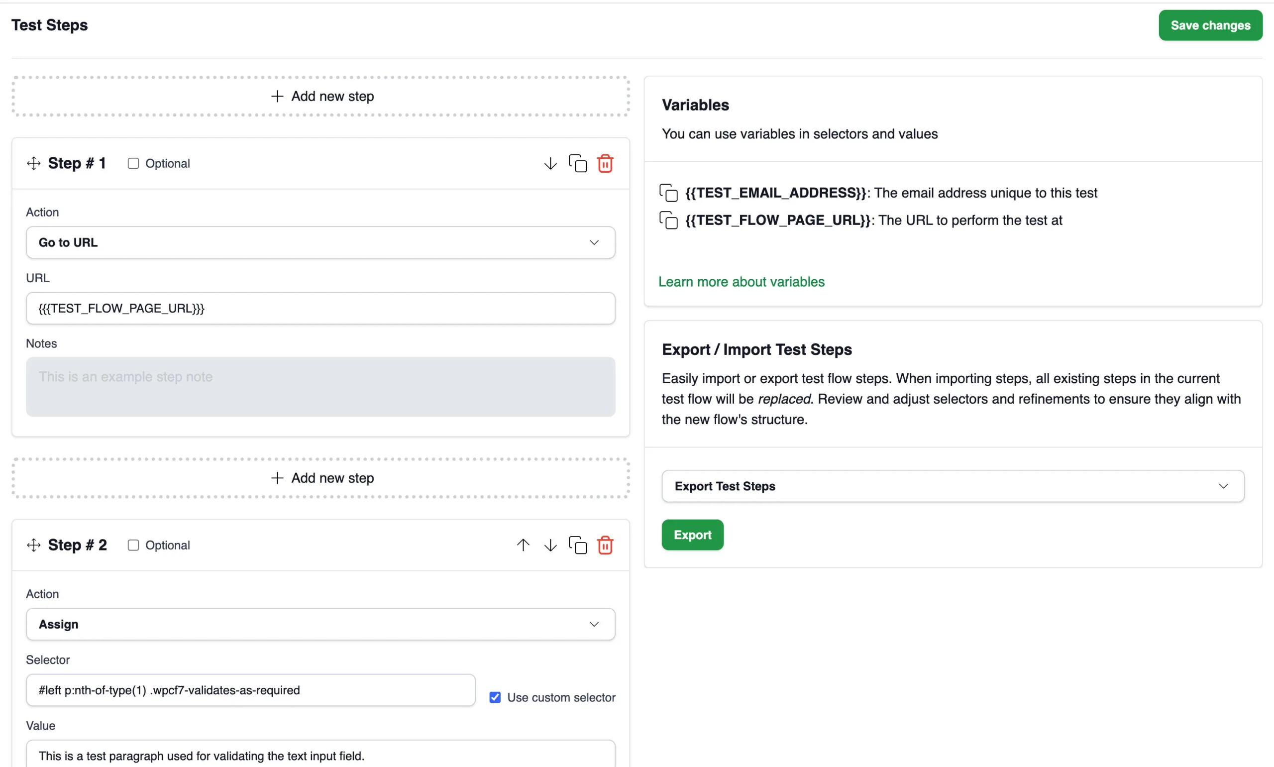 CheckView test step editor