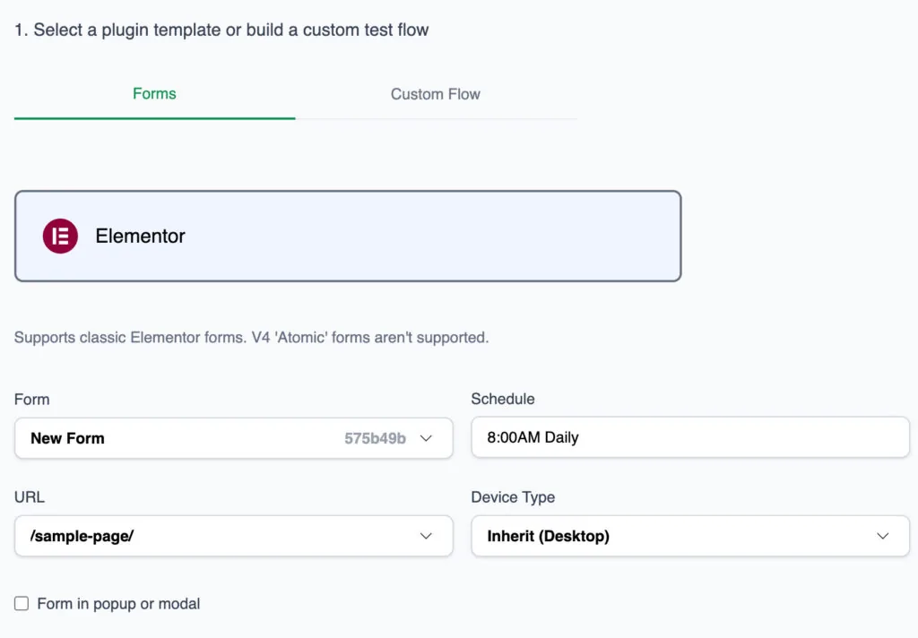 Elementor test flow