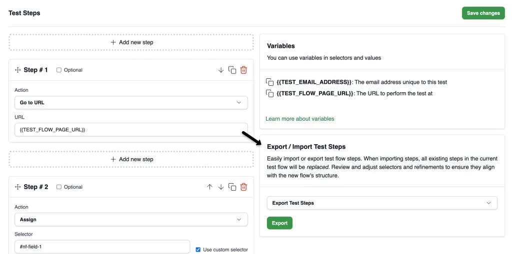 Export step editor CheckView