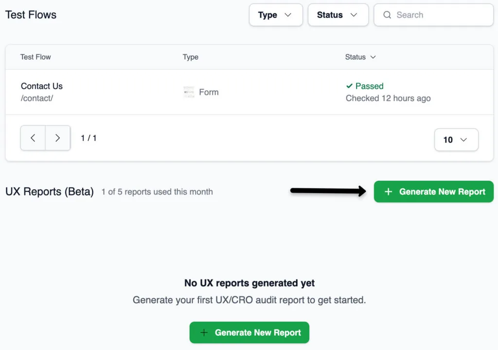 Generate new UX report