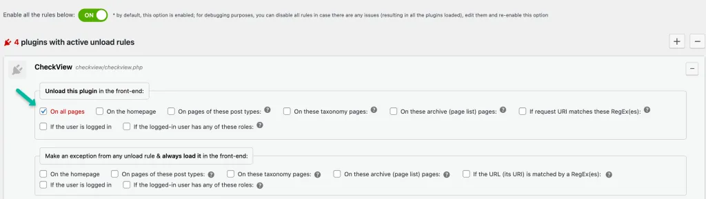 If the website does not connect or the test fails, double-check the unload rules to ensure they are correctly disabled.