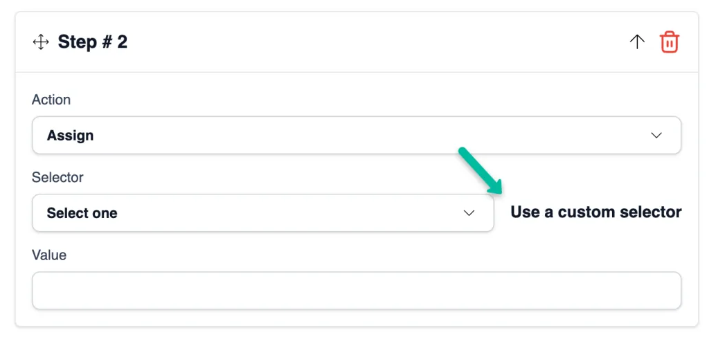 Enter your custom CSS or XPath selector into the provided field.