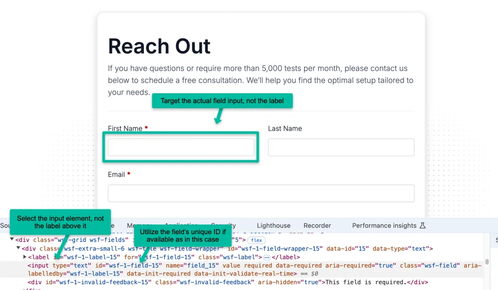 Pro Tip : If the generated selector is long or seems unstable, consider creating a custom CSS selector. You can use