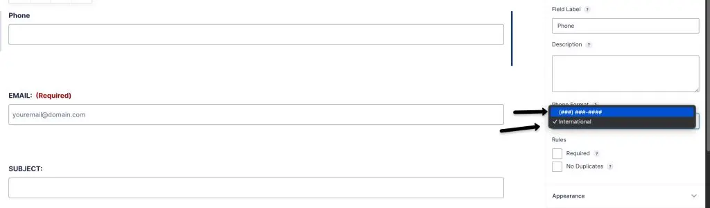 Phone format form